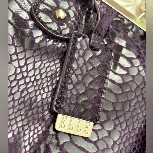 Elle Crossbody & Shoulder Bag Purple Snakeskin Kiss Lock – Y2K Vintage Style - Picture 10 of 12